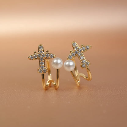 Pearl Aeroplane Earrings