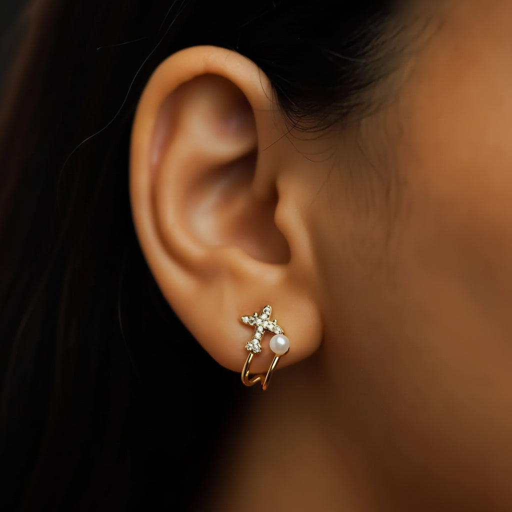 Pearl Aeroplane Earrings