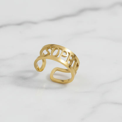 Box Style Name Ring