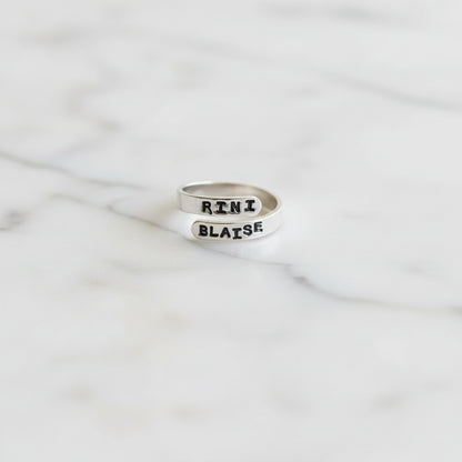Bespoke Adjustable Stamped Couple Name Ring