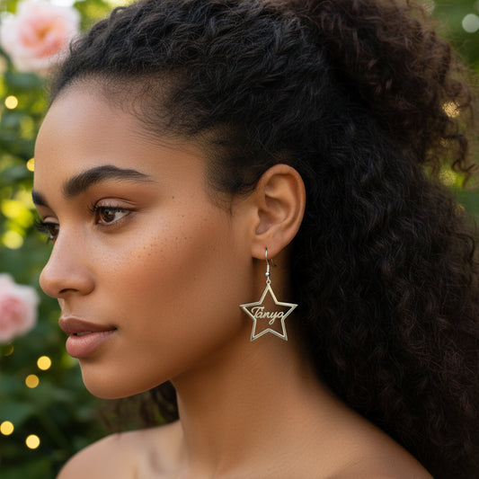 Personalised Star Drop Name Earrings