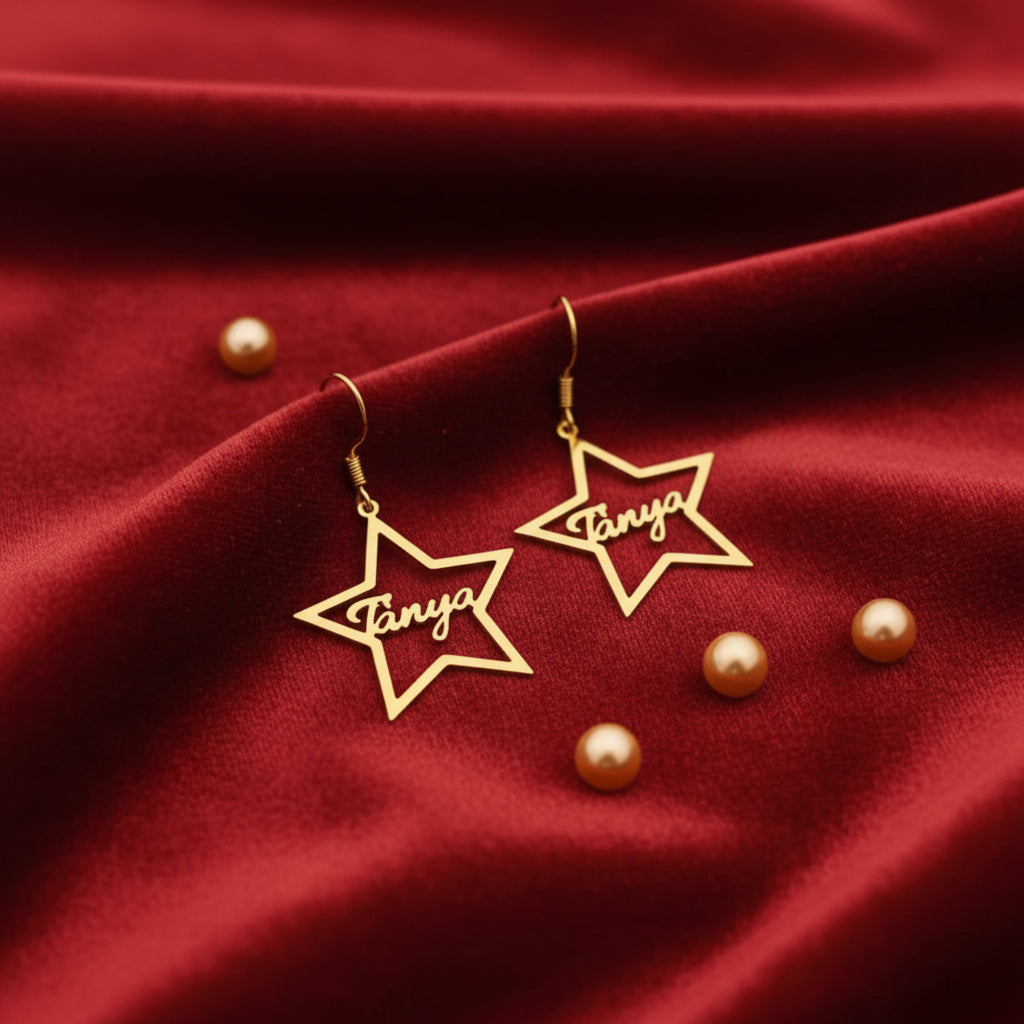 Personalised Star Drop Name Earrings